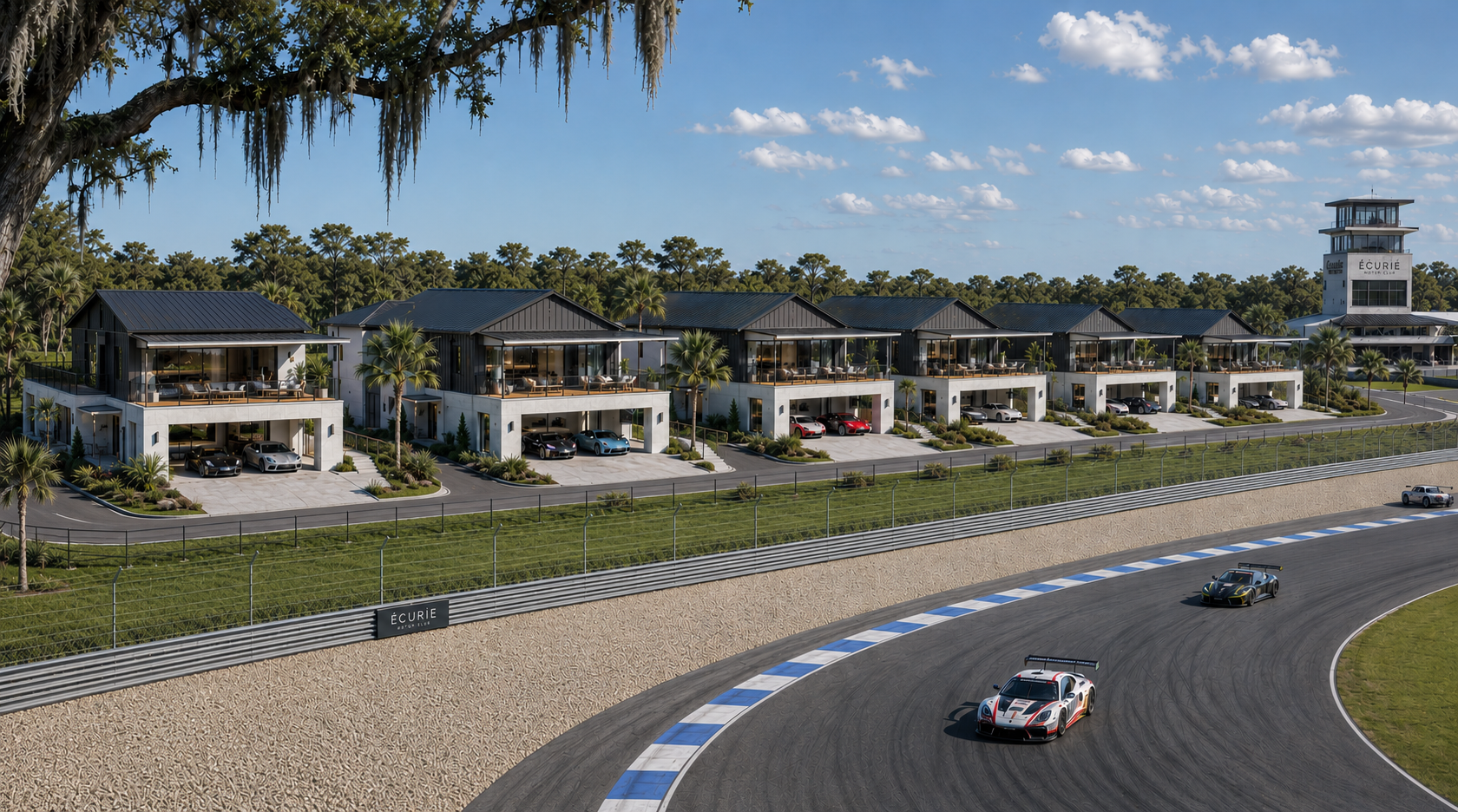 Concept rendering of trackside motorsports real estate and private circuit